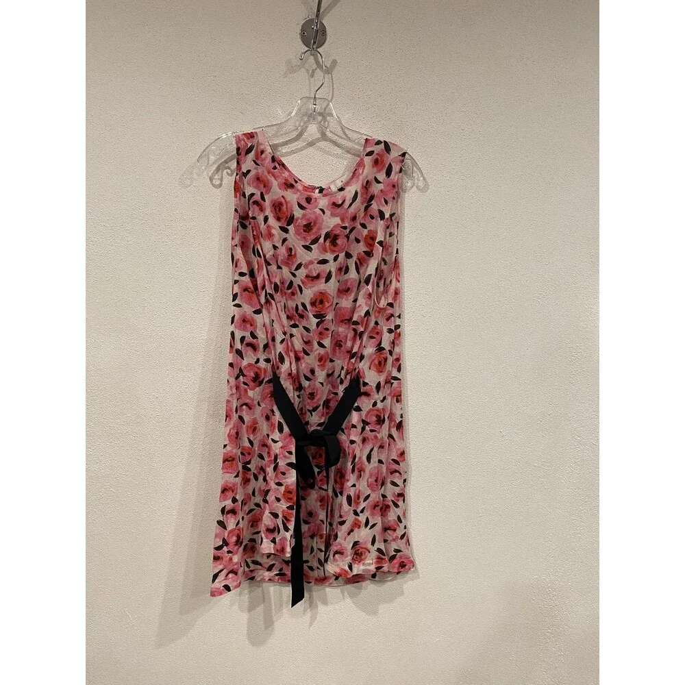 Kate Spade Bay of Roses Dress Womens XL Pink Floral Sleeveless Belted Shift Shor